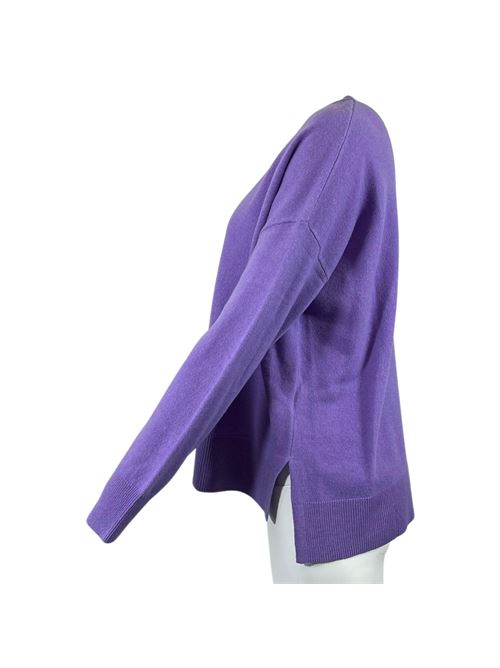 MAGLIA GIROCOLLO DONNA TAGLIO ASIMMETRICO SPACCHI LATERALI  VIOLA ESSENTIEL STUDIO | LMD036VIOLA